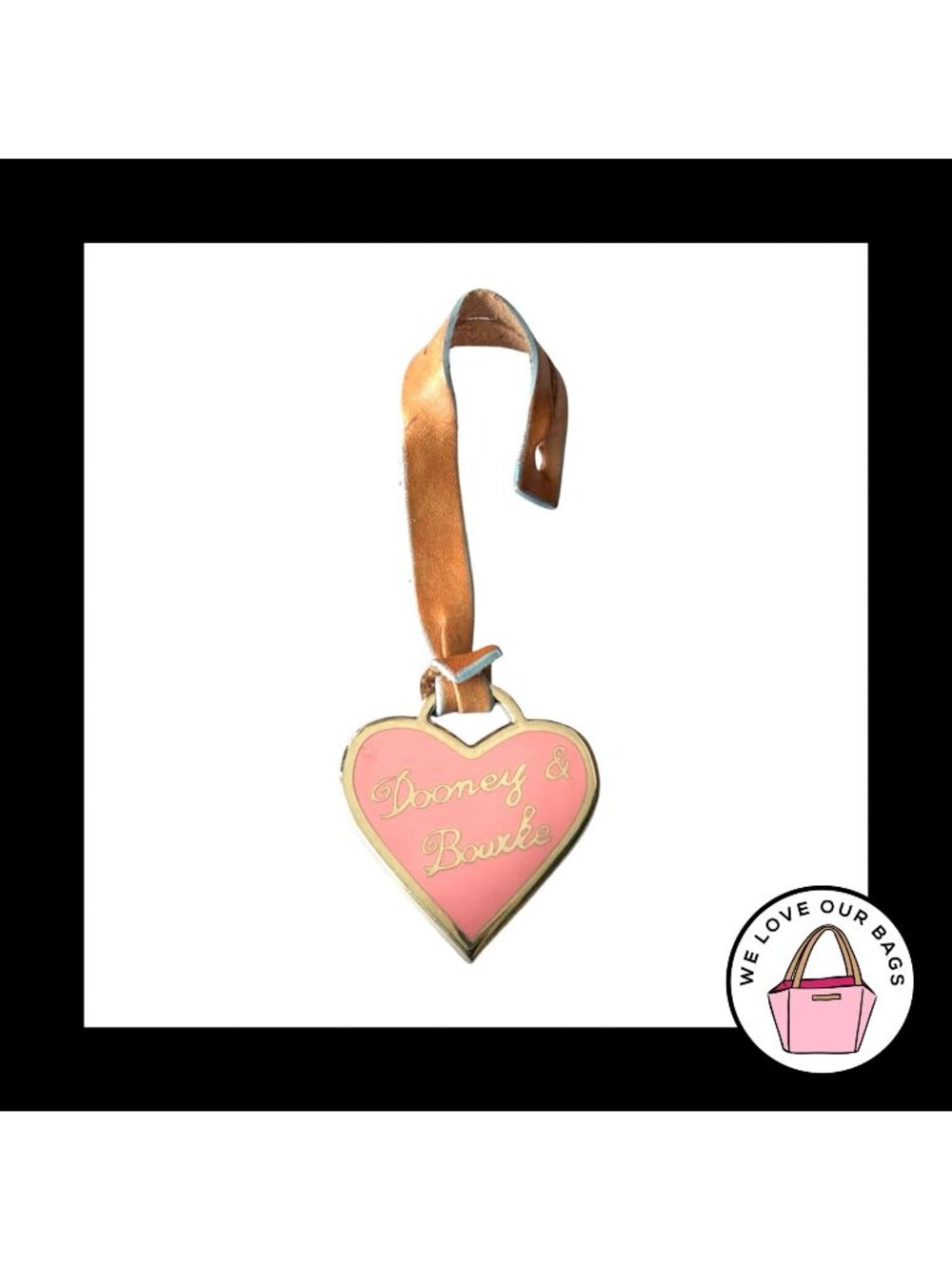 VINTAGE Y2K DOONEY & BOURKE Bag Charm Pink Heart Leather Hang Tag Keychain Fob